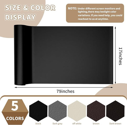 Leather Repair Patch,Self-Adhesive Leather,17X79inch,Self-Adhesive Waterproof,Scratch Resistant,DIY Large Patch for Sofas,Furniture,cabinets,Walls,Motorcycle Seats,car Seats (Black)
