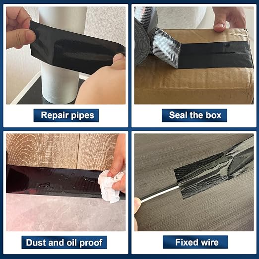Black Duct Tape Heavy Duty, 1.88 Inch x 35 Yard Waterproof Strong Adhesive Duct Tape for Indoor Outdoor Repairs Tear by Hand, 1 Roll