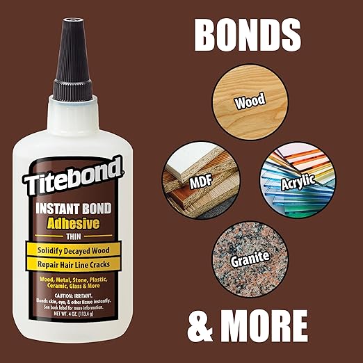 Titebond Instant Bond Wood Adhesive, Thin Viscosity, Clear, 2 oz., 6201