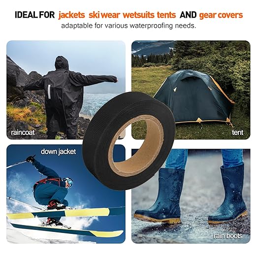 TPU Seam Sealing Tape – Waterproof Heat-Seal Fabric Repair Tape for Tents, Outdoor Gear, and Apparel – 0.79 in x 5.47 yd, Black