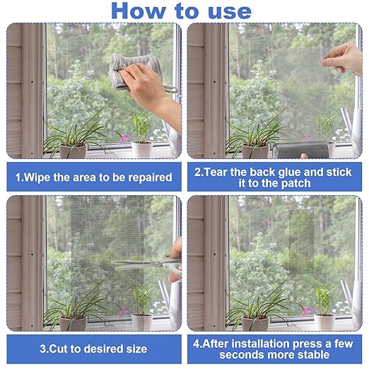 CroBlissful Extra Wide 10 Inch x 20 ft Window Screen Tape Mesh Repair Strong Adhesive Waterproof Fiberglass Screen Repair Kit Patch for Window Door Tears Holes(Gray)