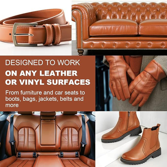 STARTSO WORLD Light Brown Leather Recoloring Balm, Leather Repair Kit for Furniture, Couches & Car Seats, Leather Paint, Leather Color Restorer, Leather Scratch Remover