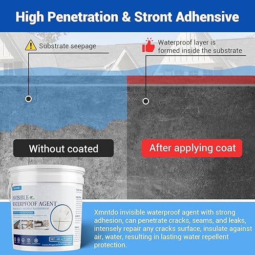Transparent Waterproof Coating, 5 Gallon Clear Waterproof Anti Leakage Sealant, Inivisible Agent Water Proof Sealant Protection for Indoor and Outdoor Sealing, Gutter, Wall, Roof Repair Leaks