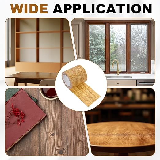 uxcell Wood Grain Repair Tape, 2.2" x 15ft Self Adhesive Wood Grain Colored Duct Tape Waterproof Repair Patch for Furniture Floor Scratch Fix, Baseboards, DIY Decor, Golden Oak