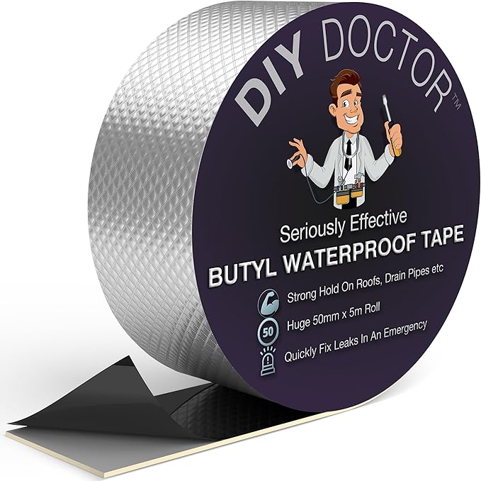 DIY Doctor Waterproof Tape for Leaks - Butyl Tape - Roof Sealant - Outdoor Repair Tape - Aluminium Foil 50mm x 5m