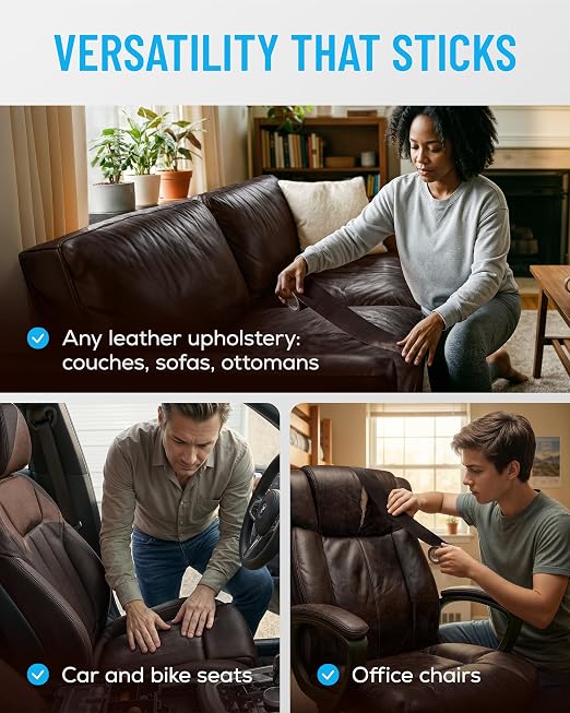 MATCH 'N PATCH Dark Brown Leather Repair Tape, 4.50" x 30' for Furniture | Realistic Faux Leather Patches for Couch, Sofa, Upholstery, Car Seat & Other Furniture, Vinyl Repair Kit, Self Adhesive Patch