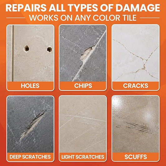 Tile Repair Kit, Ceramic Tile Repair Kit for Chips & Crack (Color Match), Porcelain Tile Chip Repair Kit with Super Strong Adhesion, Floor Tile Crack Repair Filler for Chips, Holes on Ceramic