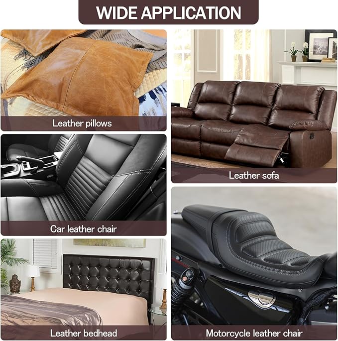 CHEIGHY 2pcs Self-Adhesive Leather Repair Kit for Furniture, Couches, Car Seats 8.2X11 Inch PU Vinyl Leather Patch Tape for Sofa, Office Chairs, Jackets (Coffee)