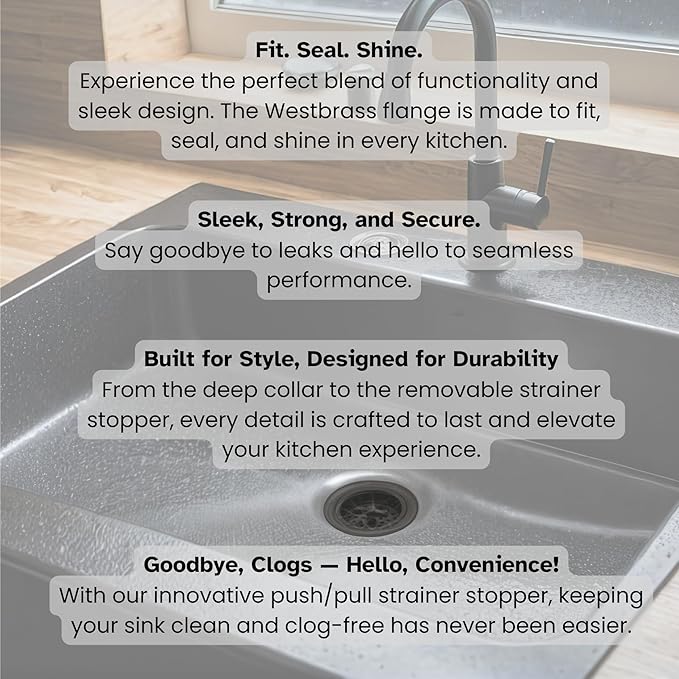 Westbrass A213-62 3-1/2" Wing Nut Twist Style Large Kitchen Sink Basket Strainer, Matte Black