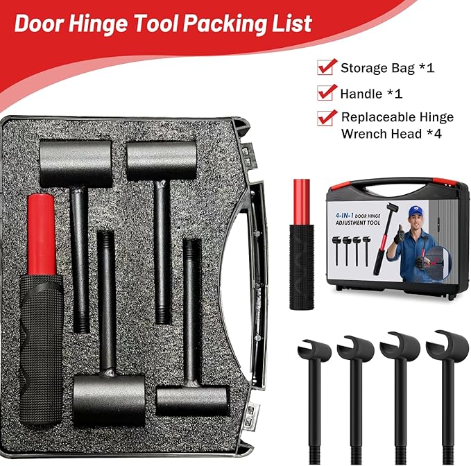 4 in 1 Door Hinge Adjustment Tool Upgraded,Hinge Gap Adjusting Wrench,Door Repair Kit for Residential and Commercial,Hinge Wrench Bender Set with Rubber Grip,Cabinet Alignment Fits 14mm-25mm Hinges