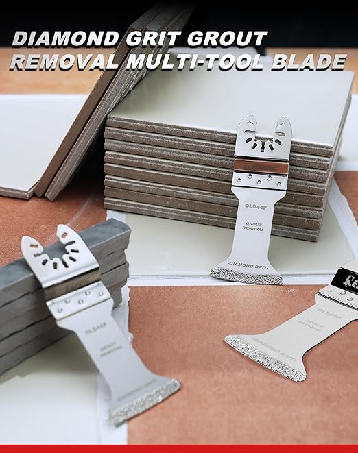 EZARC Diamond Oscillating Blade, Extra Long Reach Oscillating Multi Tool Saw Blades for Grout Removal, Cleaning Mortar, 3-Pack