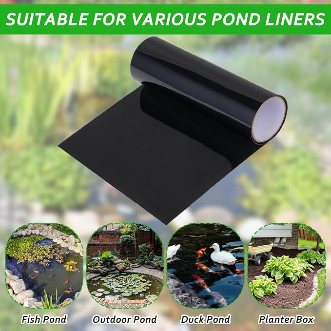 60”x 12” Pond Liner Seam Tape Single Sided PVC Waterproof Adhesive Tape for EPDM Liners Waterproof Pond Repair Kit Thickened Peel and Stick Seam Tape for Outdoor Roof Garden Cover Patch Repair