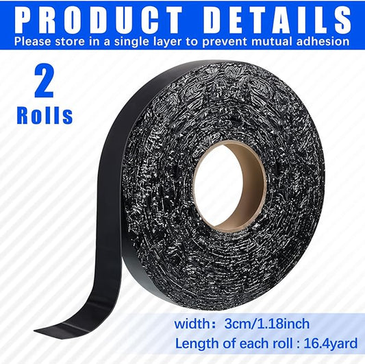 Fabbay 2 Rolls 1.18 Inch Asphalt Crack Filler Tape Asphalt Tape for Driveway Repair Joint and Crack Sealer for Tarmac Parking Lot Roof Cement Road, 50 Feet Each Roll