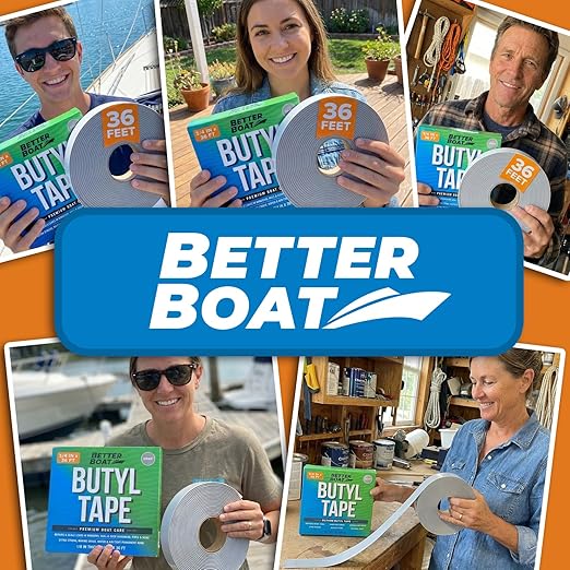 Better Boat Butyl Tape for RV Roof and Boat, 36 Feet White Putty Window Sealant Tape, Waterproof Weather Resistant, 3/4 Inch Wide x 1/8 Inch Thick