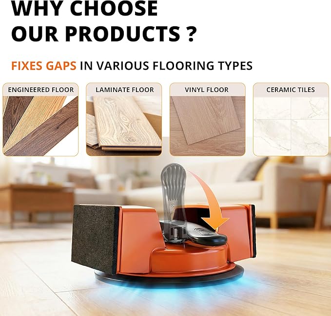 Floor Gap Fixer Tool, with 5pcs Sticky Pads, Double-Sided Striking Surface Floor Gap Repair Tool, Made of Iron & Enhanced Suction Cup, for Fixer Laminate, LVP, Hardwood Flooring Tools