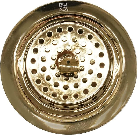 Westbrass D214-01 3-1/2" Post Style Large Kitchen Sink Basket Strainer, Polished Brass