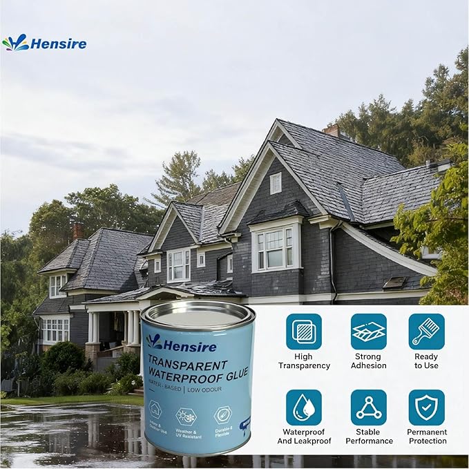 Hensire Transparent Waterproof Sealant, 35oz Water-Based Clear Coating for Leak Repair, Invisible Protective Seal for Roof, Wall, Wood, Concrete, Tile, Indoor & Outdoor Use