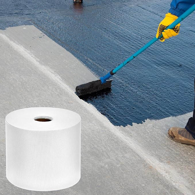QWORK Waterproofing Membrane Fabric, 6 Inches x 328 Feet Anti-Fracture Liquid Waterproof Membranes Fiberglass Tape for Shower Wall,Leak,Seam