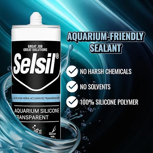 SELSIL Aquarium Silicone Clear Sealant - High Elasticity, Safe for Fish, Solvent-Free, Ozone-Resistant, Transparent 10.14 Fl Oz, 1 Pack