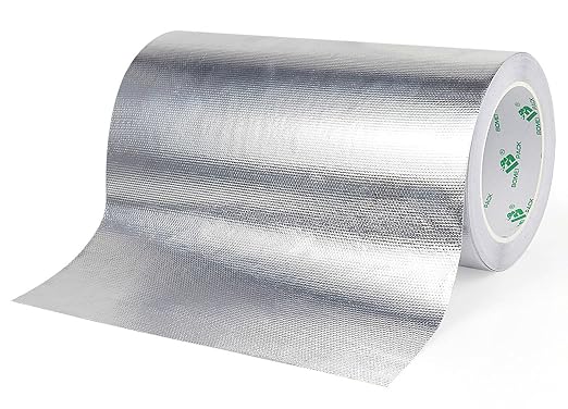 BOMEI PACK Adhesive Aluminum Foil Heat Shield Tape 9inch x 66ft Barrier Fiberglass Thermal Insulation Reflective Material High Temp Protectionn,1 Pack