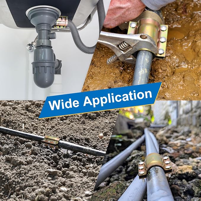 Water Pipe Repair Clamp, 4.72 Inch Length, 1-5/8 Inch ID Carbon Steel Leak Sealer Clamp, Leak Stoppers Pipe Repair Kit for 41mm OD PE PVC PPR Steel Iron Pipes