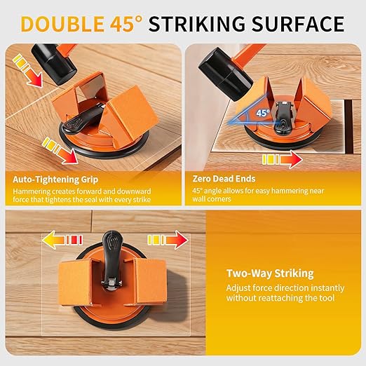 Floor Gap Fixer Tool Kit with Hammer, Cleaning Blade and 5 Reusable Nano Pads, 45° Striking Heavy Duty Laminate Vinyl Plank Flooring Gap Repair, Easy DIY No Damage Flooring Installation Tool