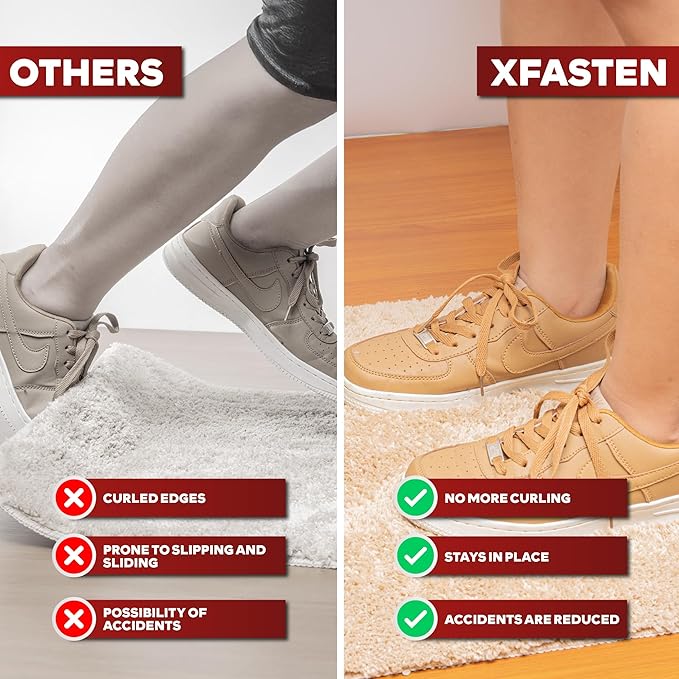 XFasten Double Sided Carpet Tape for Area Rugs, 2 Inch x 10 Yards w/Mini Cutter – Heavy Duty Anti Slip Rug Grip Tape, Works as Rug Gripper, Wood Safe, Easy Removal for Hardwood and Laminate Floors