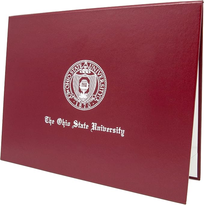 Faux Leather Document Cover with Custom Metallic Foil Printing, Tent-Style Opening, Non-Padded Hardback, Professional Presentation for Awards, Diplomas, Certificates (Maroon, 11x14 Large Size)