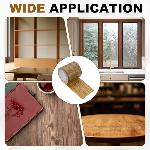 uxcell 2 Pcs Wood Grain Repair Tape, 2.2" x 15ft Self Adhesive Wood Grain Colored Duct Tape Waterproof Repair Patch for Furniture Floor Scratch Fix, Baseboards, DIY Decor, Brown Oak