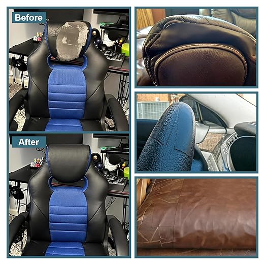 WILDREEDS 2 Pcs 8 x11 Inch Leather Repair Patches, Self-Adhesive Leather Patch for Sofas, Couch, Furniture,Tote Bags, Car Seats (Lychee Texture Black)