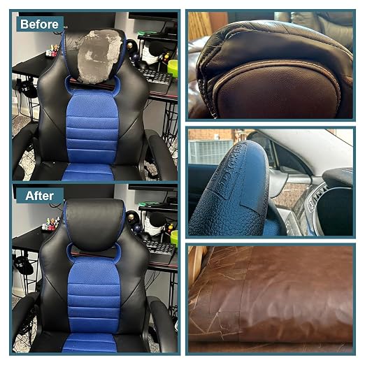 WILDREEDS 2 Pcs 8 x11 Inch Leather Repair Patches, Self-Adhesive Leather Patch for Sofas, Couch, Furniture,Tote Bags, Car Seats (Black)