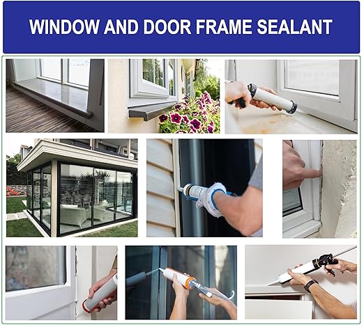 Waterproof Silicone Sealant White, RTV Silicone Caulk for Window & Door, Kitchen & Bathroom, Solvent Free, 3PCs x 10oz, Ideal for Sink, Sanitary, Bath, Shower Sealant, Window Frame Sealant