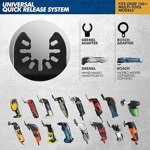 6PCS Oscillating Saw Blades, Professional Universal Titanium Multitool Blades for Wood Plastics Metal, Quick Release Multi Tool Kits