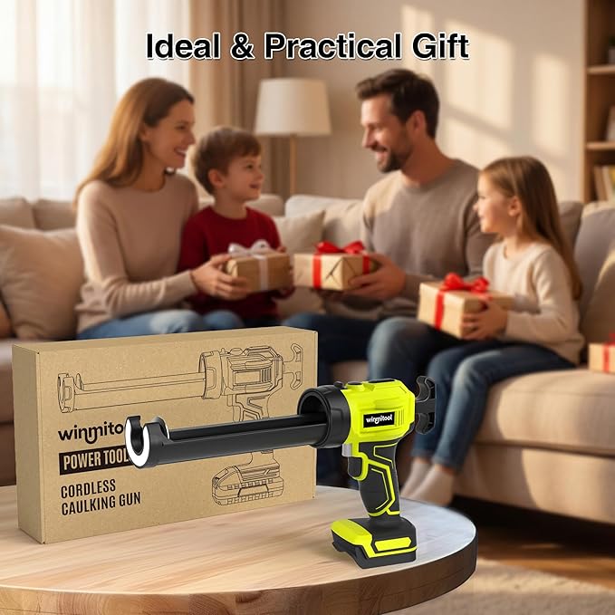 Professional Cordless Caulking Gun, Electric Sealant Gun with LED Light, 4-Speed Control, Anti-Drip, 10 Oz (300ml)Capacity, Compatible with DeWalt 20V Max Battery(Battery not included)