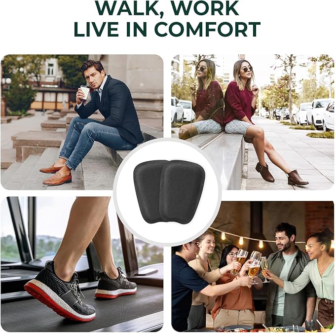 Shoe Tongue Pads for Men & Women - Welnove 2 Pairs Suede Memory Foam Shoe Padding Cushion Soft Self Adhesive Inserts Filler for Boots, Leather Shoes, Dress Shoes, Loafers (Black, Size S)
