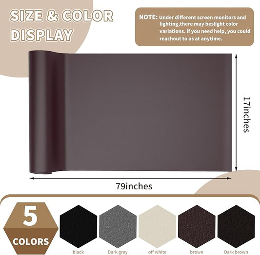 Leather Repair Patch,Self-Adhesive Leather,17X79inch,Self-Adhesive Waterproof,Scratch Resistant,DIY Large Patch for Sofas,Furniture,cabinets,Walls,Motorcycle Seats,car Seats (Medium Brown)