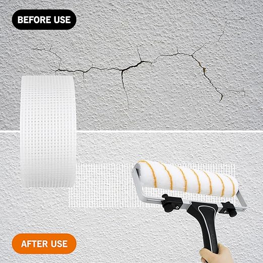 ROLLINGDOG Drywall Joint Tape, 2'' x147 ft Fiberglass Mesh Tape, Self-Adhesive Drywall Repair Tape for Wall Crack Repair, 1 Roll