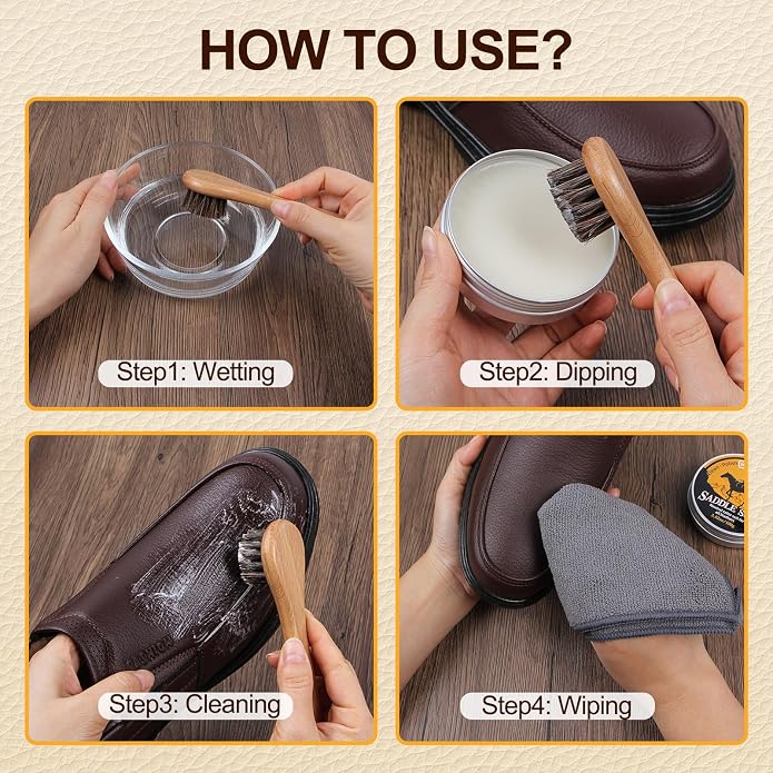 Nuroon Leather Boots Care Kit- Leather Cleaner Boots Shoes Cleaning Kit, Saddle Soap,Mink Oil and Wax Waterproofer