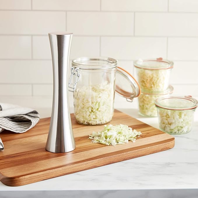 Farm to Table Stainless Steel Sauerkraut/Kimchee Pounder Tamper, 10"
