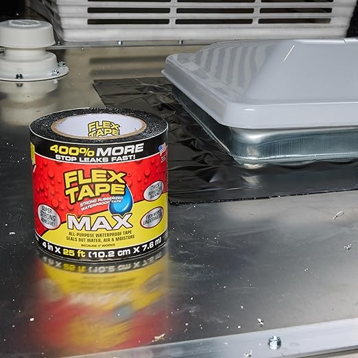 Flex Tape, Original Thick Flexible Rubberized Waterproof Tape - Seal and Patch Leaks, Works Underwater, Indoor Outdoor - Home RV Roof Plumbing and Pool Repairs, Black, 12 in x 10 ft, Pack of 1