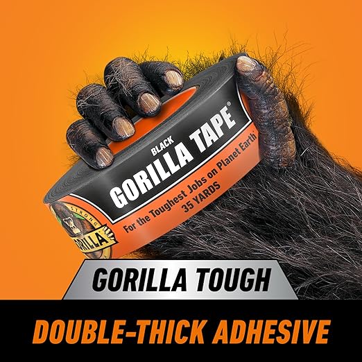Gorilla Duct Tape, Black Tape, 1.88" x 35 yd (Pack of 1) - Heavy Duty and Weather Resistant for Indoor or Outdoor
