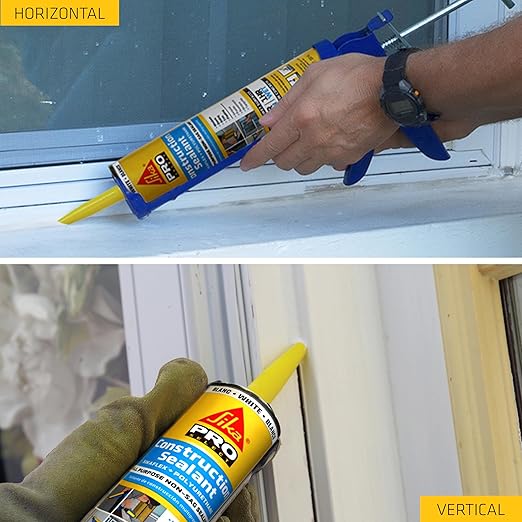 SIKA Sikaflex Construction Sealant - White, All-Purpose Polyurethane for Joints 1/2" or Smaller - 10.1 fl. oz - Weatherproof, High Elasticity, Paintable, Strong Adhesion