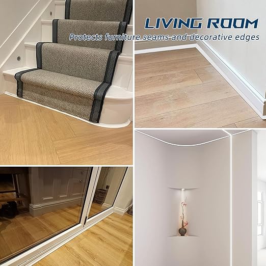 Flexible Quarter Round Molding Trim - Peel and Stick Silicone Caulk Strip,Shoe Molding for Floor Edges,Wall Corner,Staircase,Cabinet,Baseboard and Window Sill in Bathroom/Kitchen/Living Room,236 Inch