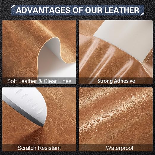Leather Repair Kit for Furniture 16"x 31.5" Leather Tape Repair Patch Self Adhesive Sofa Vinyl Repair Patch Kit for Car Seat,Couch,Boat Seat,Chair - Classic Brown