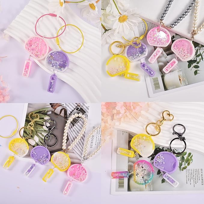 Shaker Resin Molds, 10 Cavity Wind Chime Quicksand Silicone Molds Resin Casting Molds Epoxy with PVC Sheets and Colored Beads for Jewelry Making, Keychain DIY