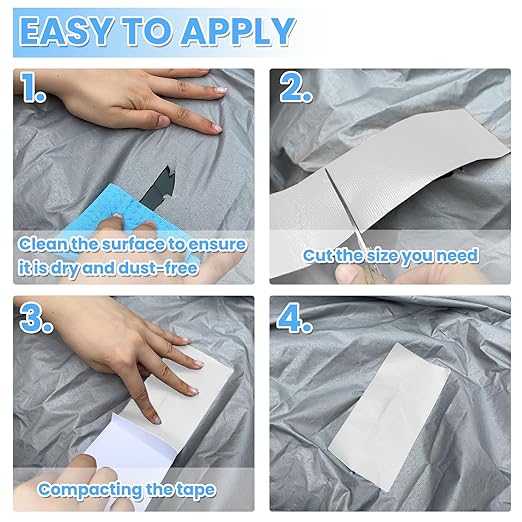 Tikfoam Waterproof Repair Tape for Awning, Tent, Tarp, RV Underbelly, Sail, Boat Cover, Duct Outdoor Repair Patch, Heavy Duty, UVproof, Multipurpose, Clear