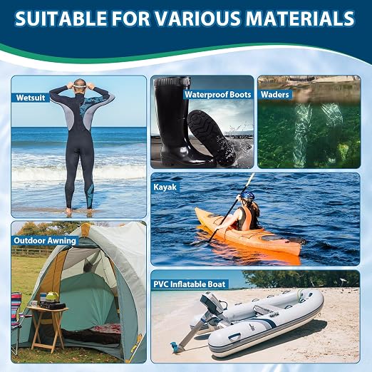 Wetsuit Repair Kit, Wader Patch Kit, Flexible Wader Repair Glue, Durable Waterproof Adhesive Seals Cracks, Rips, Tears & Holes on PVC Inflatables, Tents and More