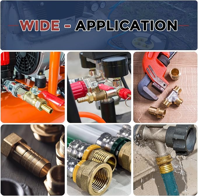 Pack of 3 Brass Hose Barbed Fittings Adapter Connector 1/4" Hose Barb to 1/8" NPT Male Fittings for Home Machines, Massage Bathtubs, and Irrigation Systems