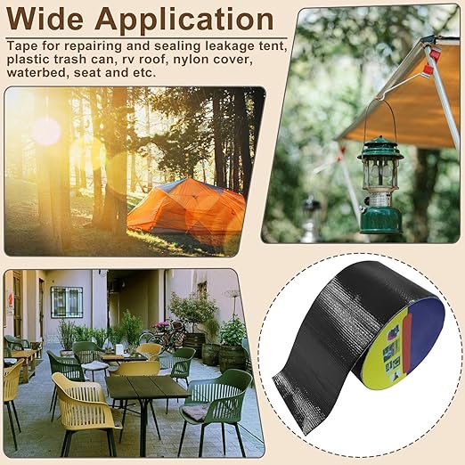 Waterproof Repair Tape, UV-Proof Multi-Surface Instant Seal Patch Repair for RV Awning, Boat Cover, Tent, Tarp & Canvas (3 Inch x 24.6FT, Black)