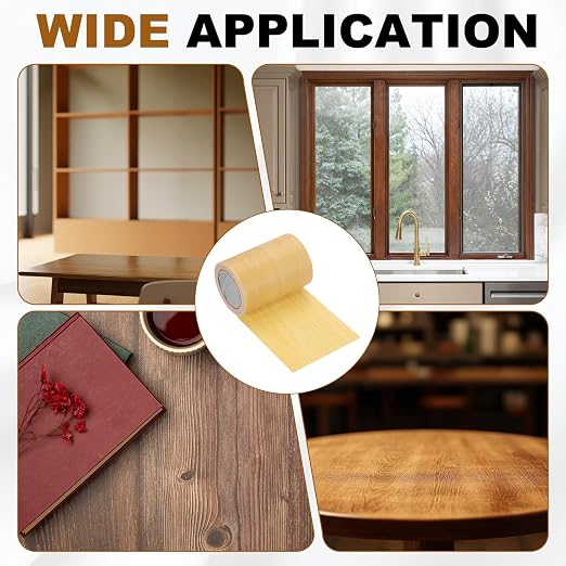 uxcell Wood Grain Repair Tape, 3.1" x 15ft Self Adhesive Wood Grain Colored Duct Tape Waterproof Repair Patch for Furniture Floor Scratch Fix, Baseboards, DIY Decor, Maple Yellow